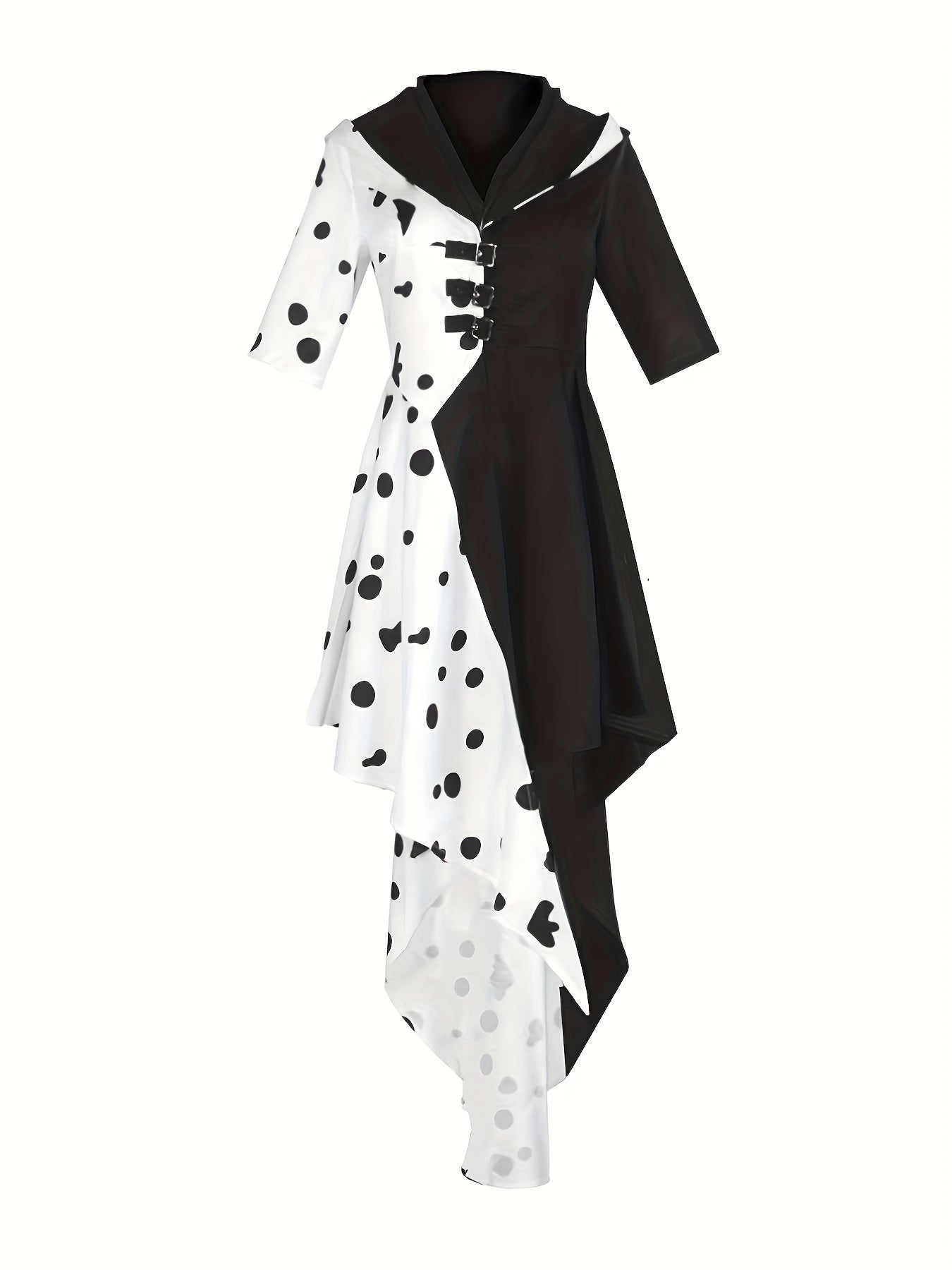 Women’s Hooded Dalmatian Halloween Movie Costume Dress | Asymmetrical High Low