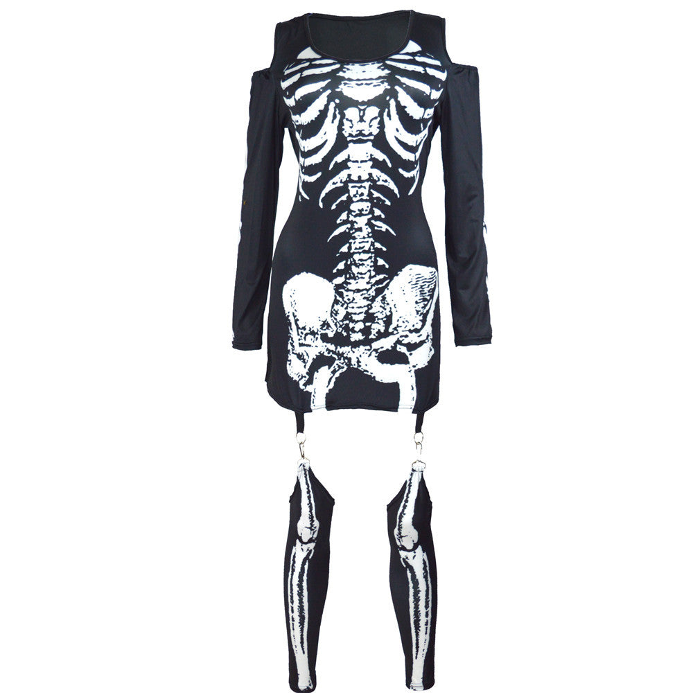 Women's Halloween Costume | Skeleton Print Mini