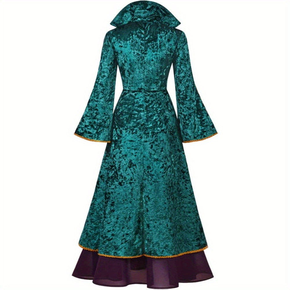 Velvet Long Sleeve Halloween Hocus Pocus Costume Dress | Maxi