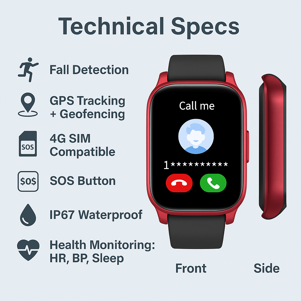 Senior Safety Smartwatch with GPS & SOS