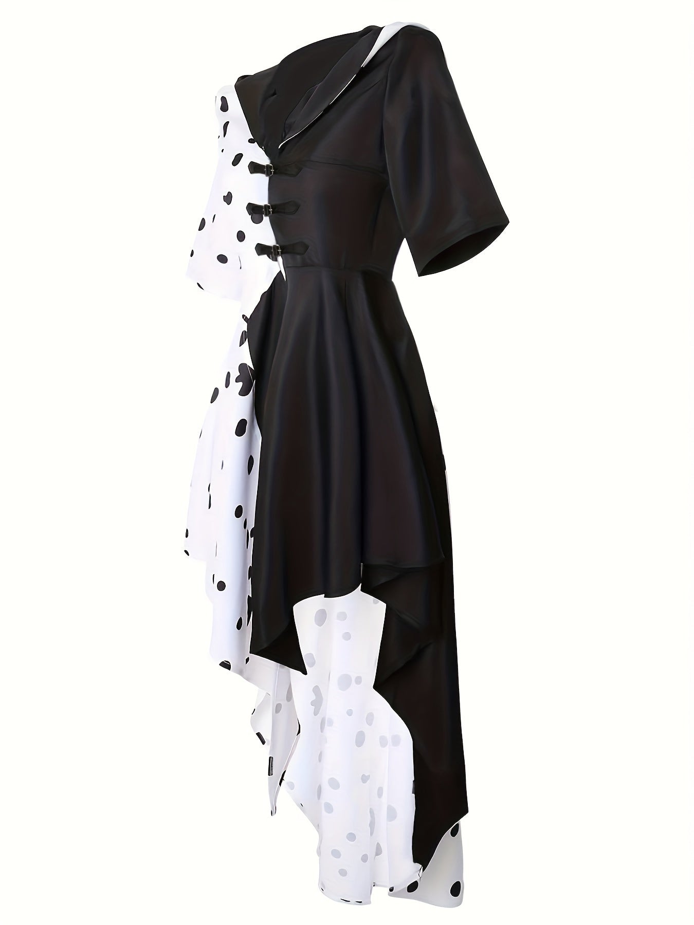 Women’s Hooded Dalmatian Halloween Movie Costume Dress | Asymmetrical High Low
