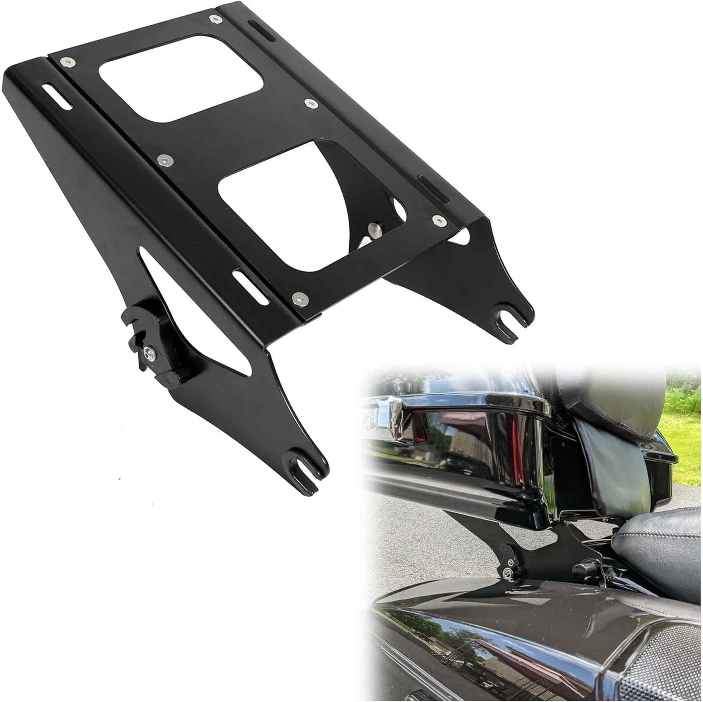 Two Up Tour Pack Mount Rack Bracket For Harley Touring Road King Glide