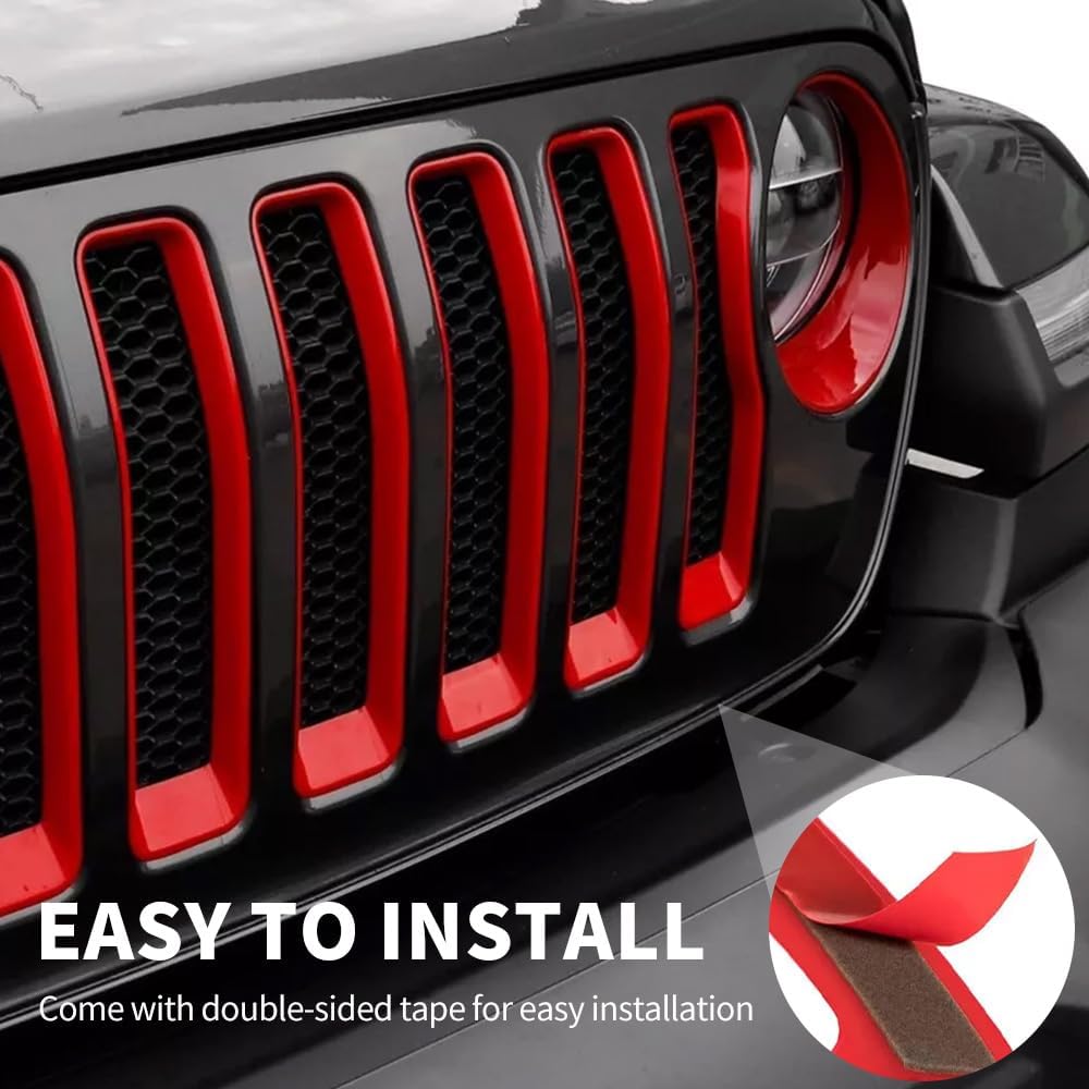 Grille Inserts Headlight Covers Set Fits for Jeep (2018-2023) Wrangler JL JLU(Sport/Sport S)