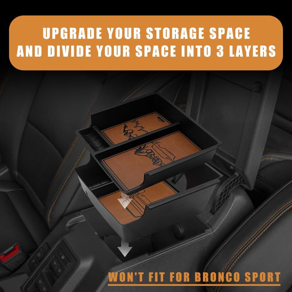 Center Console Organizer Compatible with 2021-2024 Ford Bronco(no for Sport) 6th Gen Bronco 2/4-Door