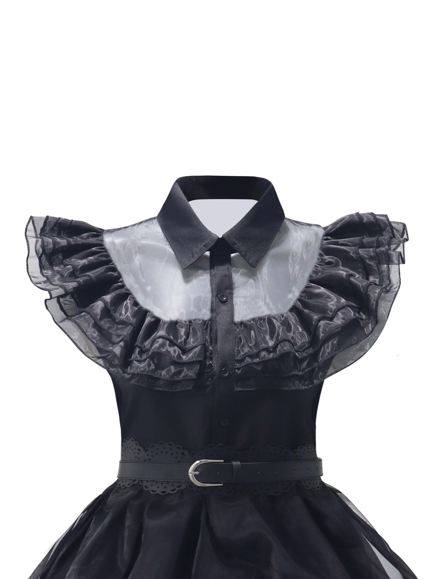 Women’s Gothic Ruffle Halloween Movie Costume Dress | Layered Midi Set