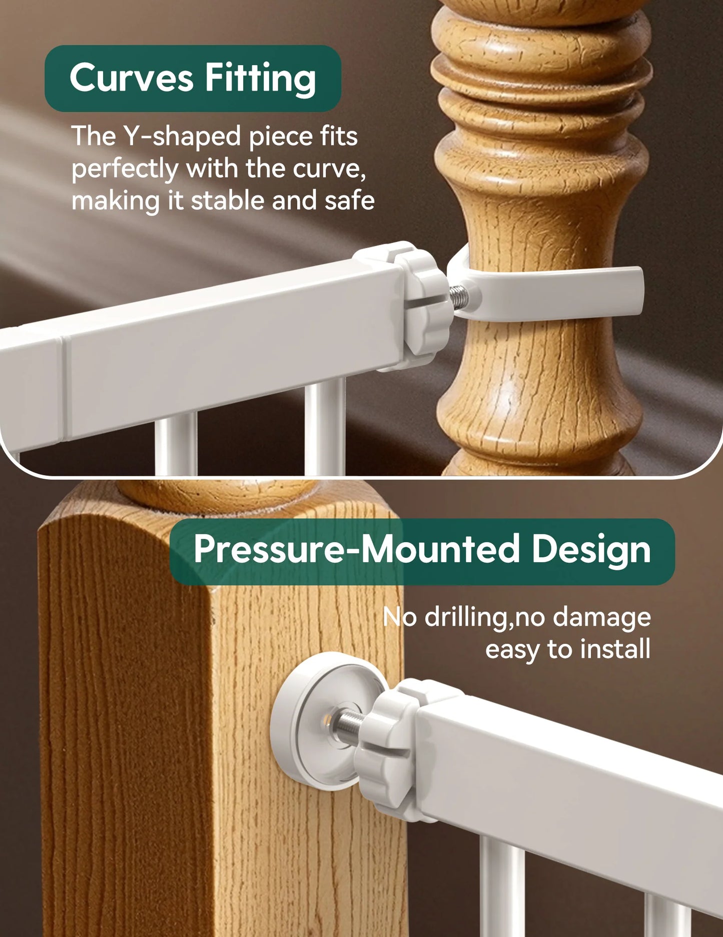 PressGuard C5 | Expandable Pressure Mounted No Drilling Baby Gate for Stairs