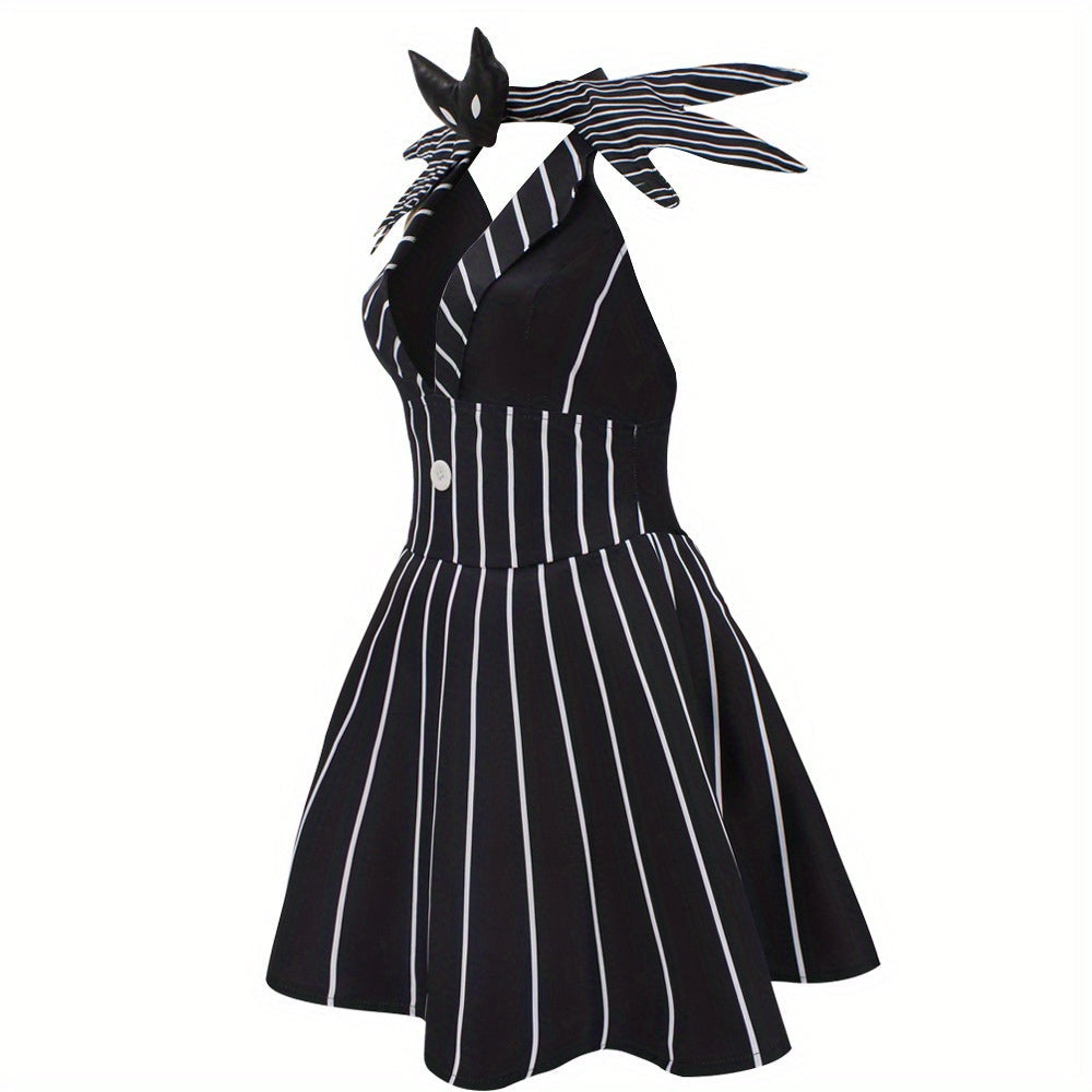 Women's Gothic Striped Halloween Costume Dress | Mini