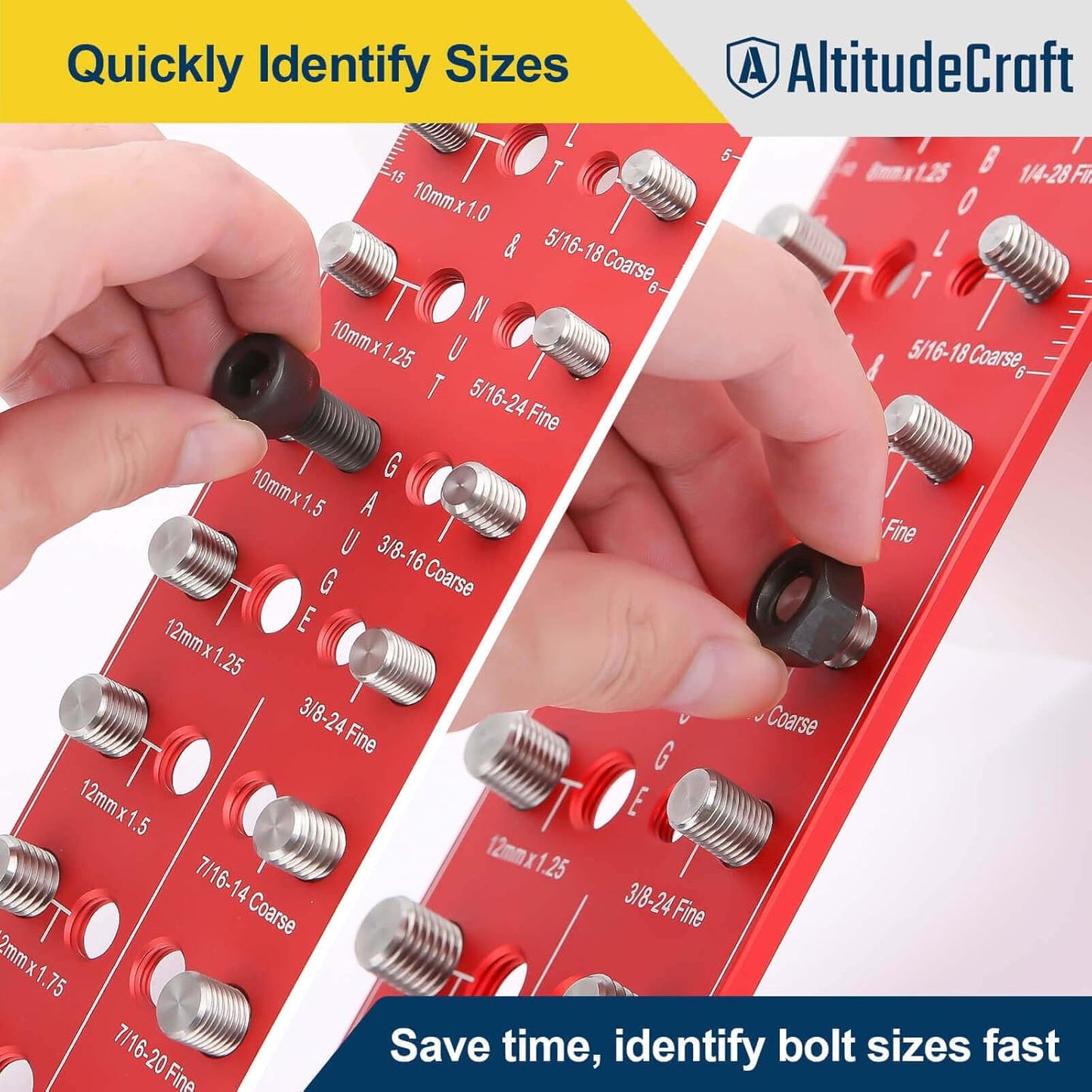 Nut and Bolt Thread Checker, Precision Thread Gauge for Metric & SAE Fasteners