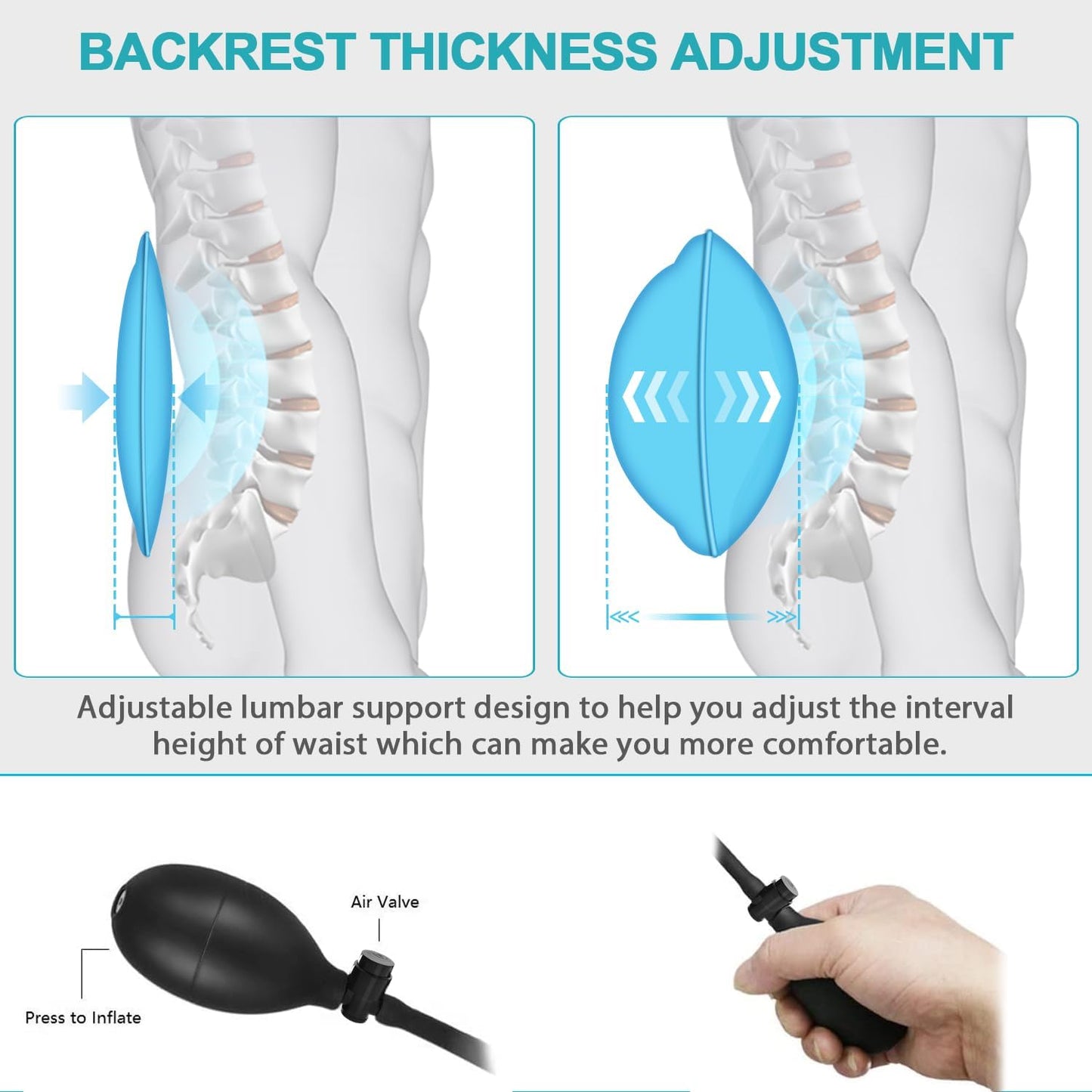 Massage Seat Cushion Pad with Heat 9 Massage Style Lumbar Support Function