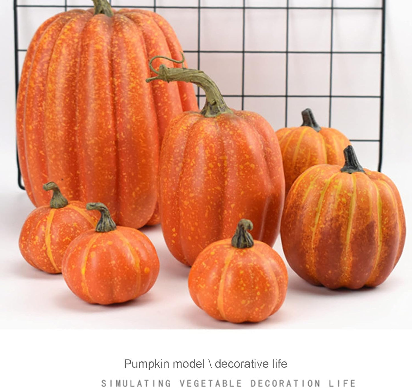 7Pcs Artificial Pumpkins of all Styles Halloween Decoration