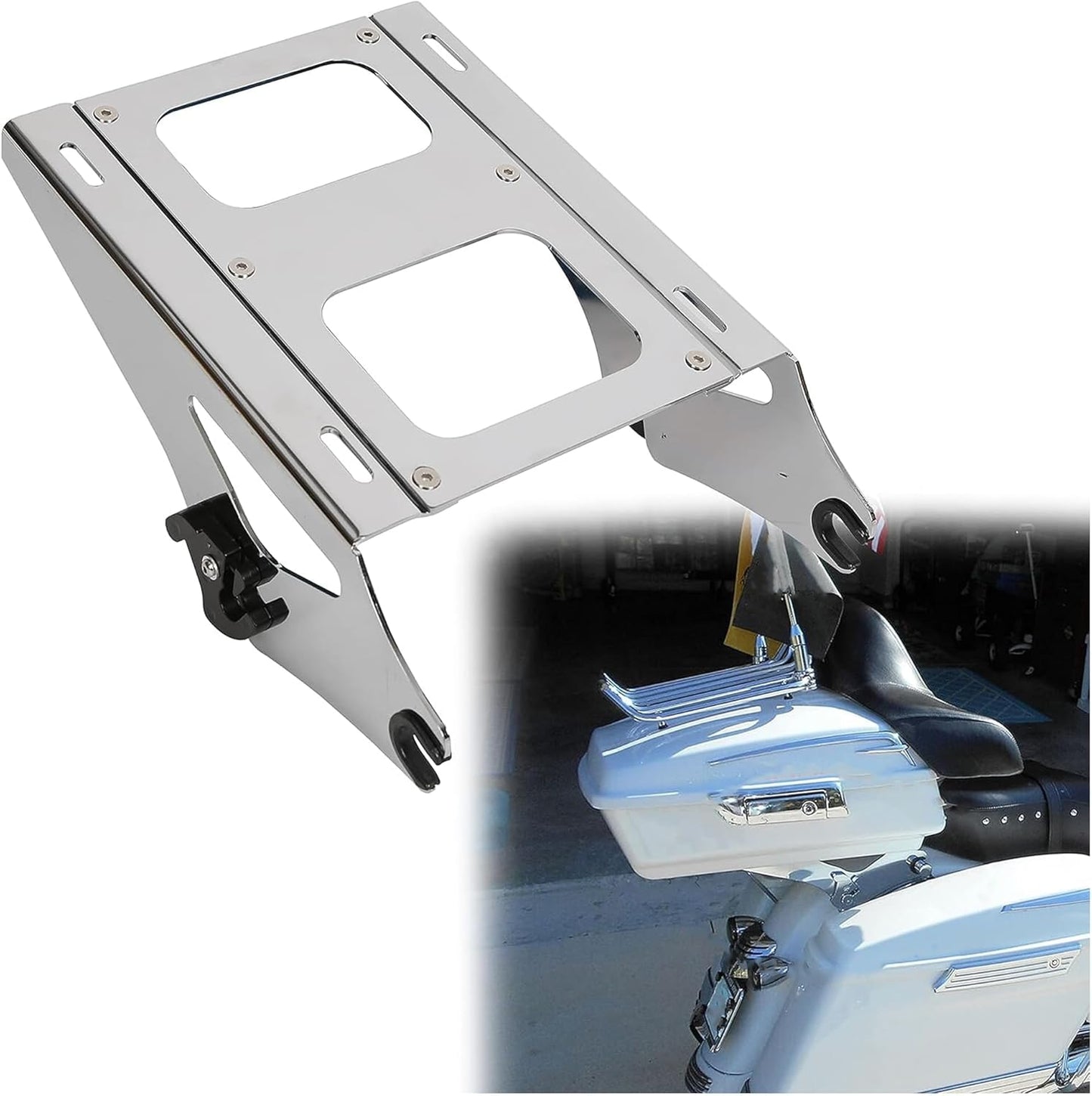 Two Up Tour Pack Mount Rack Bracket For Harley Touring Road King Glide