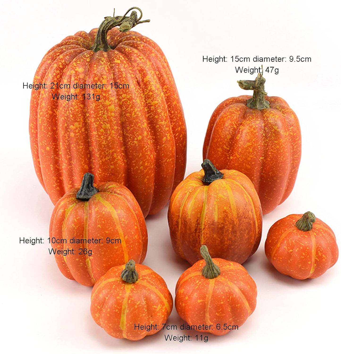 7Pcs Artificial Pumpkins of all Styles Halloween Decoration