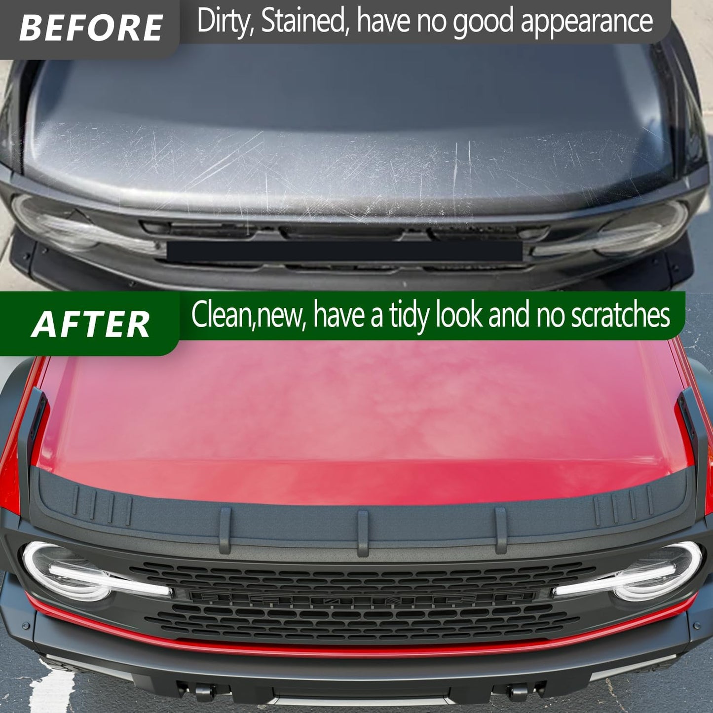 Hood Deflector Compatible with 2021-2025 Ford Bronco