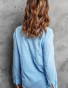 Breathable Cotton Linen Shirt – Long Sleeve Button-Down Blouse with Lapel Design for Everyday Elegance