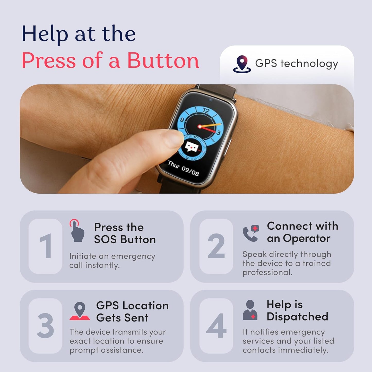 Senior GPS Smartwatch with Fall Detection