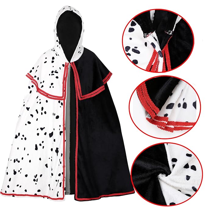 Women’s Hooded Dalmatian Halloween Movie Costume Cape | Split Cloak