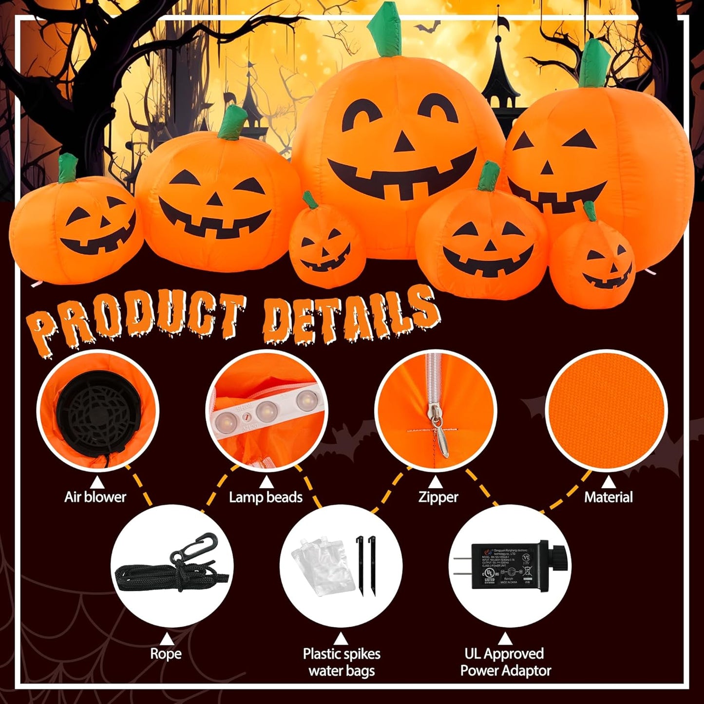 Halloween Inflatable Outdoor Decoration Pumpkin 7.5 FT