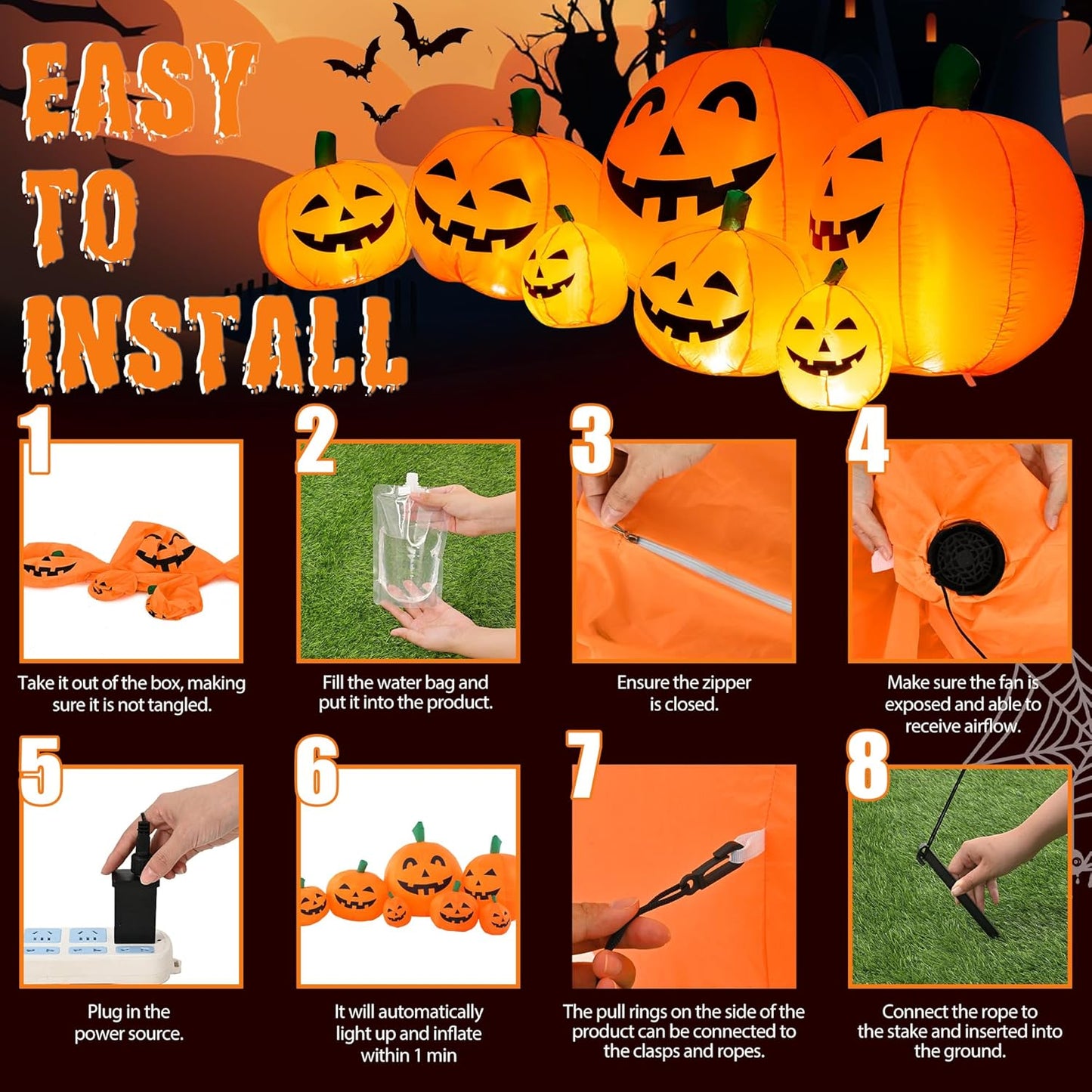 Halloween Inflatable Outdoor Decoration Pumpkin 7.5 FT