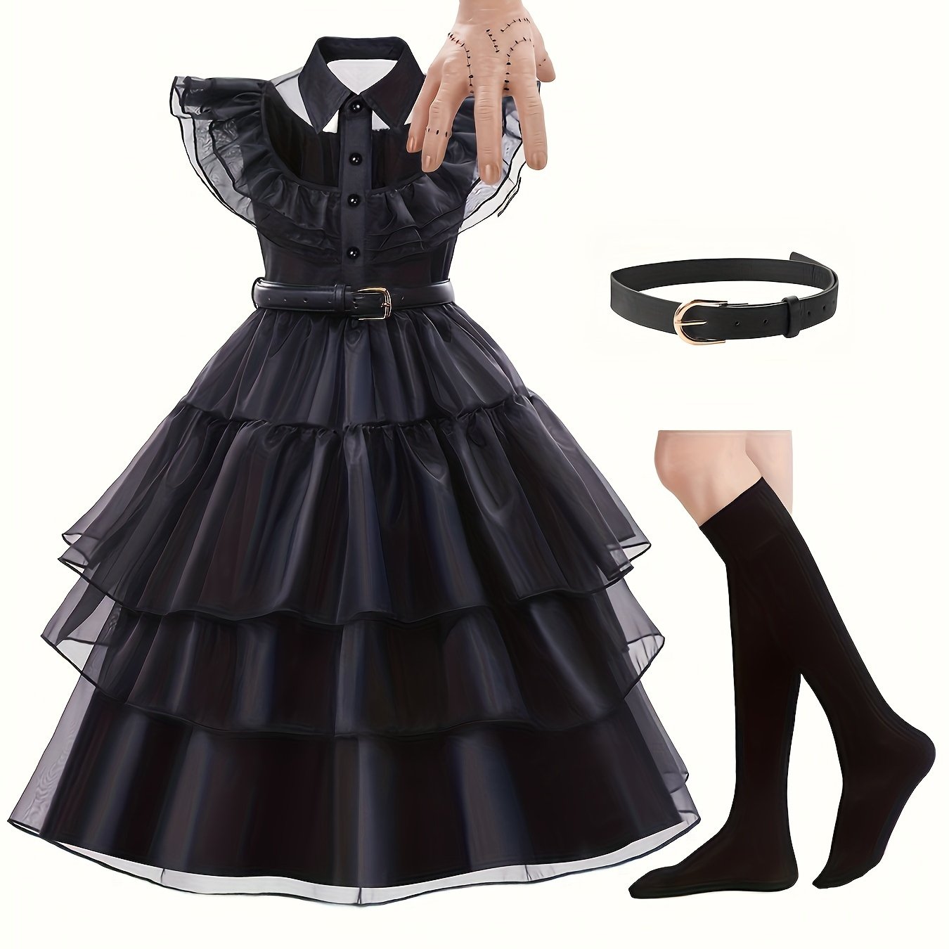 Girls’ Ruffled Gothic Halloween Costume Dress | Tiered Mini