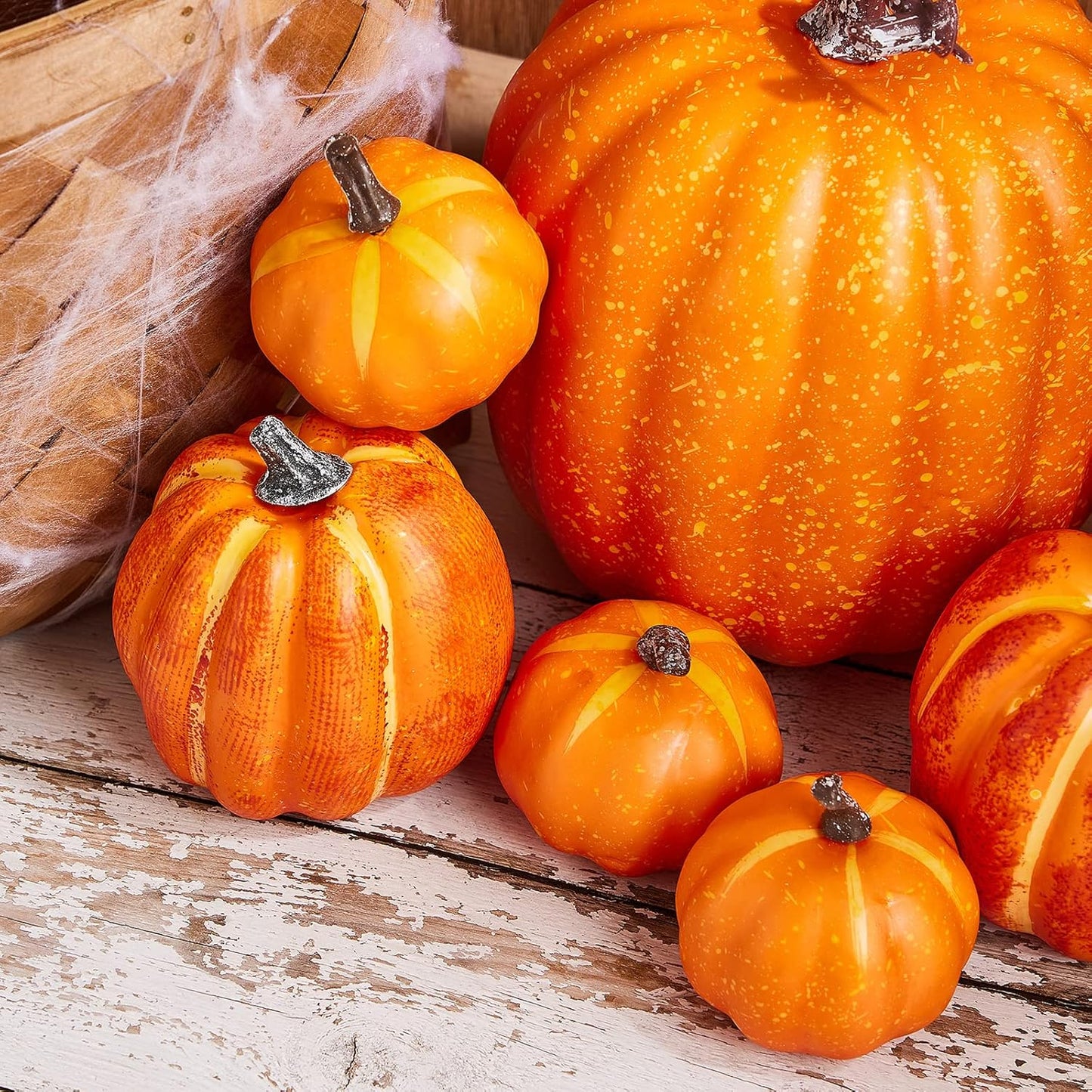 7Pcs Artificial Pumpkins of all Styles Halloween Decoration