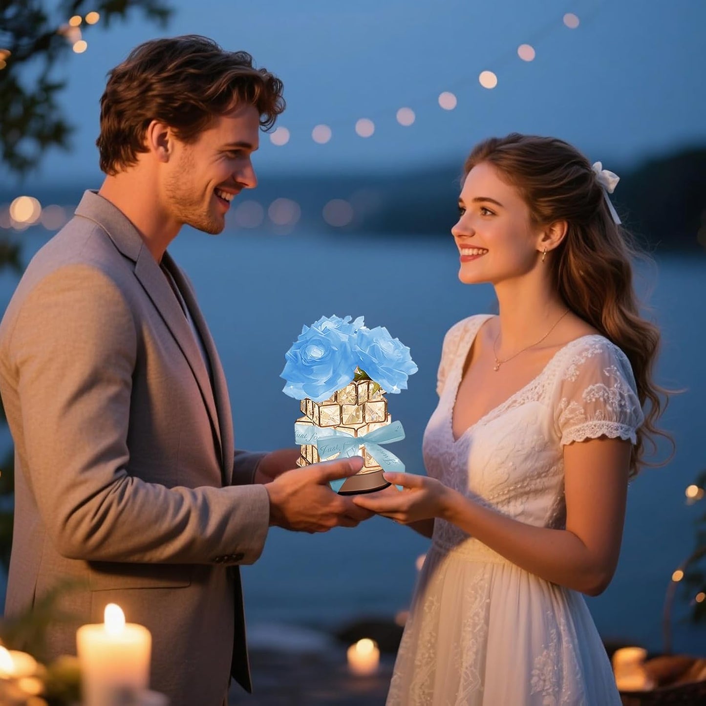 Rose Lamp,Flower Lamp 3 Colors Dimmable Crystal Table Light