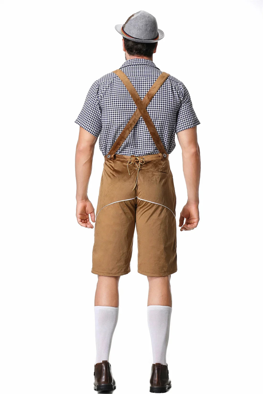Men's Lederhosen – Traditional Fit – Faux Suede – Embroidered – Adjustable Suspenders