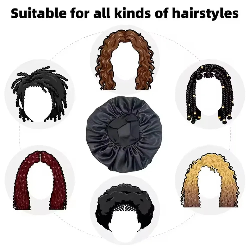 Satin Hair Bonnet (4-Pack) for Sleeping – Breathable, Secure Fit for All Hair Types