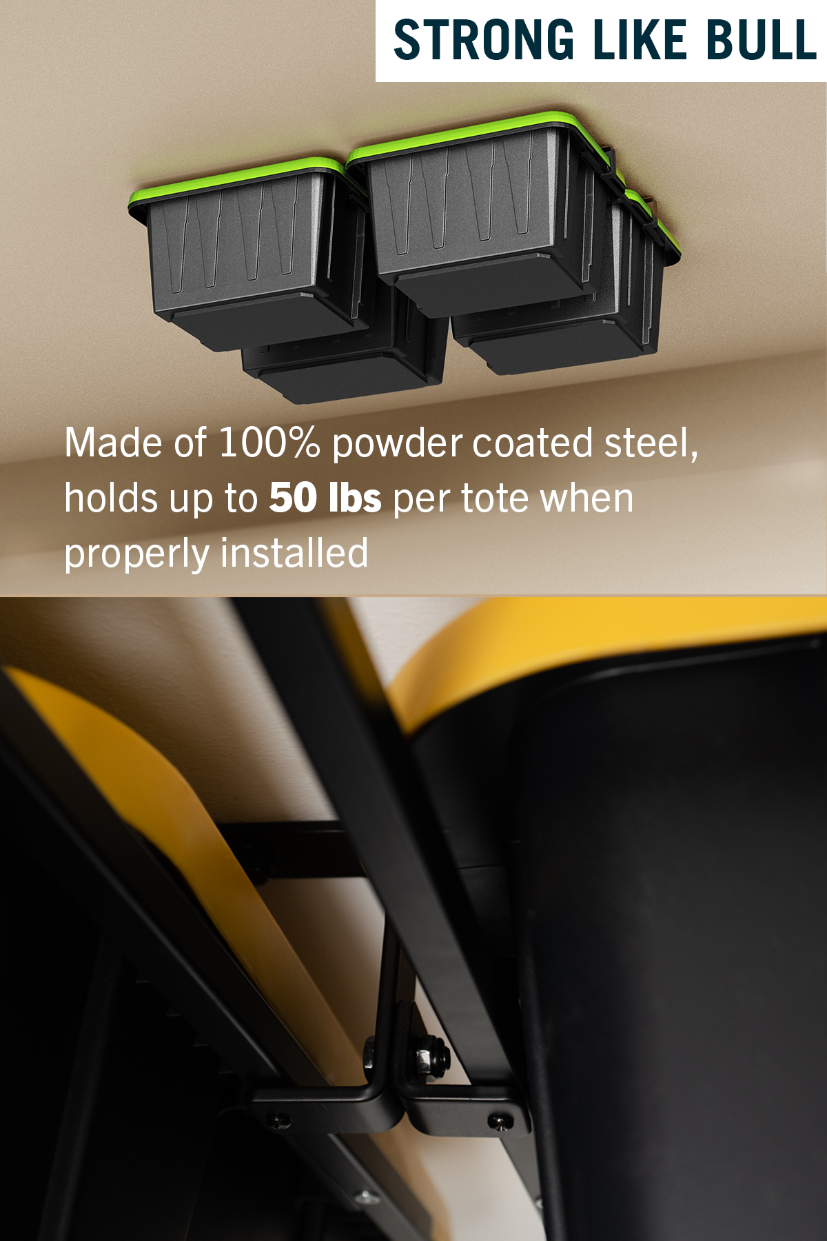 ToteLoft - 4 and 8 Bin - Ceiling Tote Storage | Up to 400 lbs