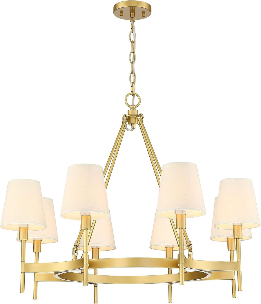 30-Inch Gold Eight-Light Wagon Wheel Drum Chandelier