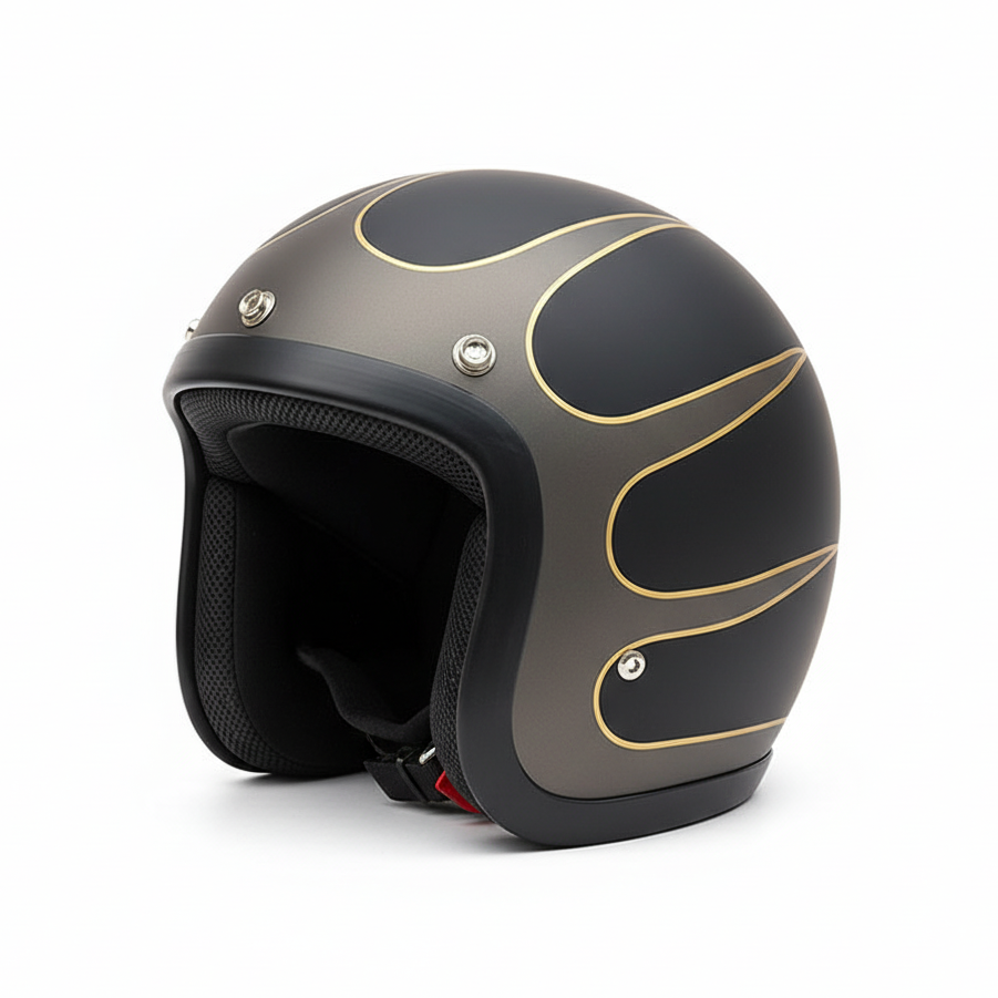 RetroRider Vintage 3/4 Open Face Motorcycle Helmet - Low Profile, DOT & ECE Certified