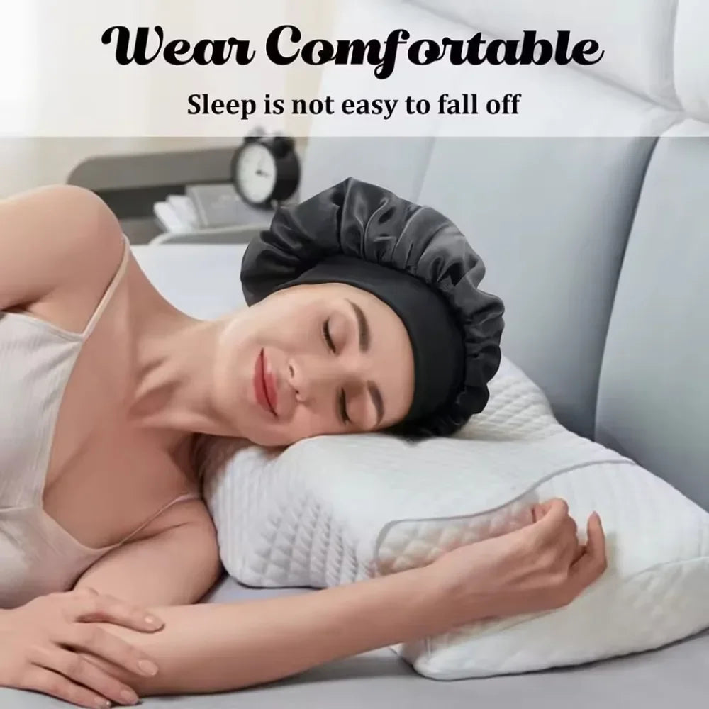 Satin Hair Bonnet (4-Pack) for Sleeping – Breathable, Secure Fit for All Hair Types
