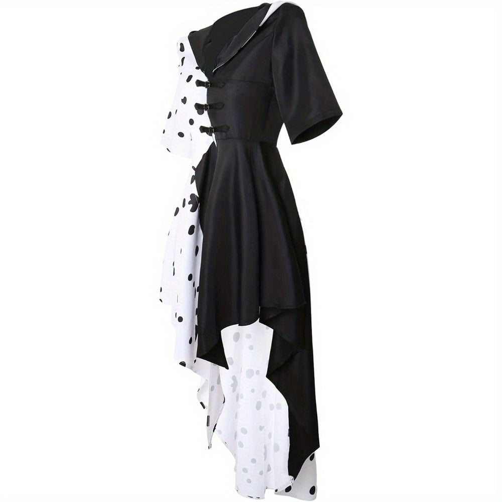 Women’s Hooded Halloween Movie Costume Dress | Asymmetrical Dalmatian
