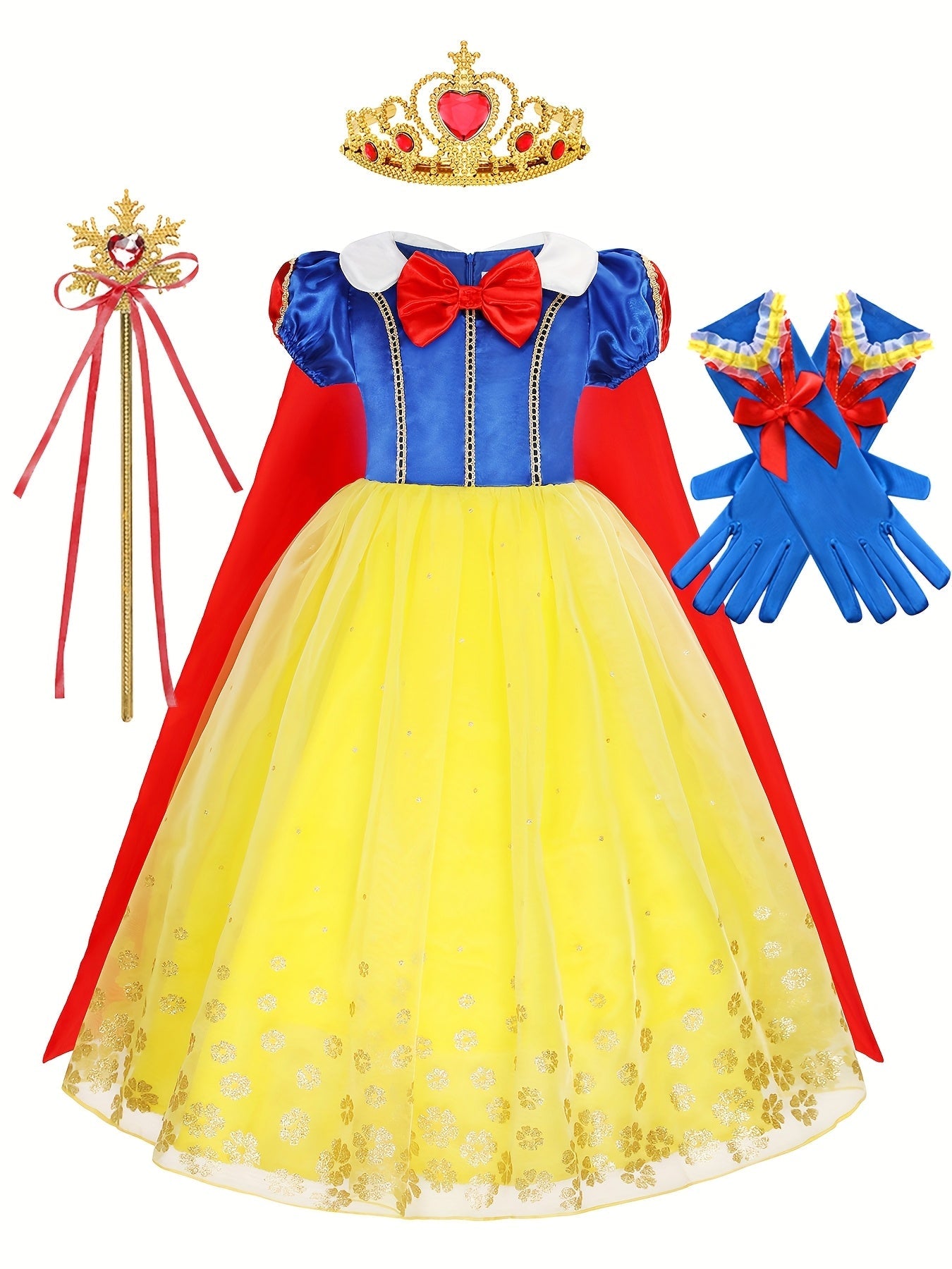 Girls Halloween Princes Snow Costume Dress | Puffy Sleeves Maxi