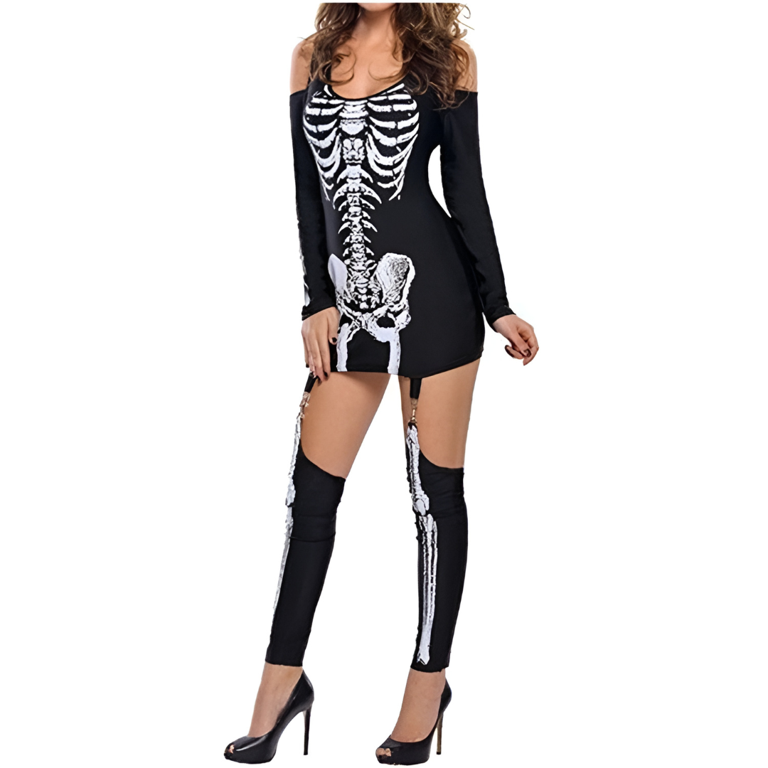 Women's Halloween Costume | Skeleton Print Mini
