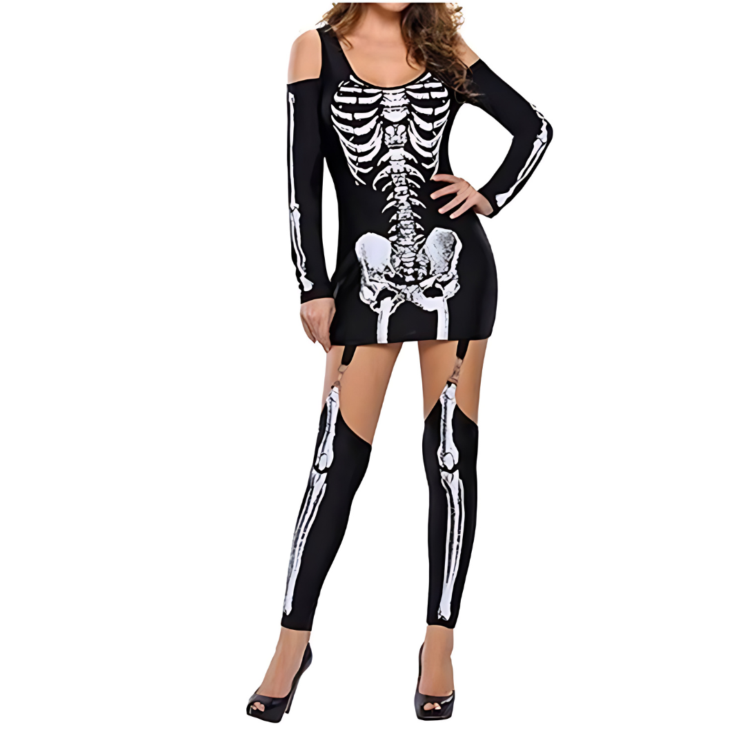Women's Halloween Costume | Skeleton Print Mini