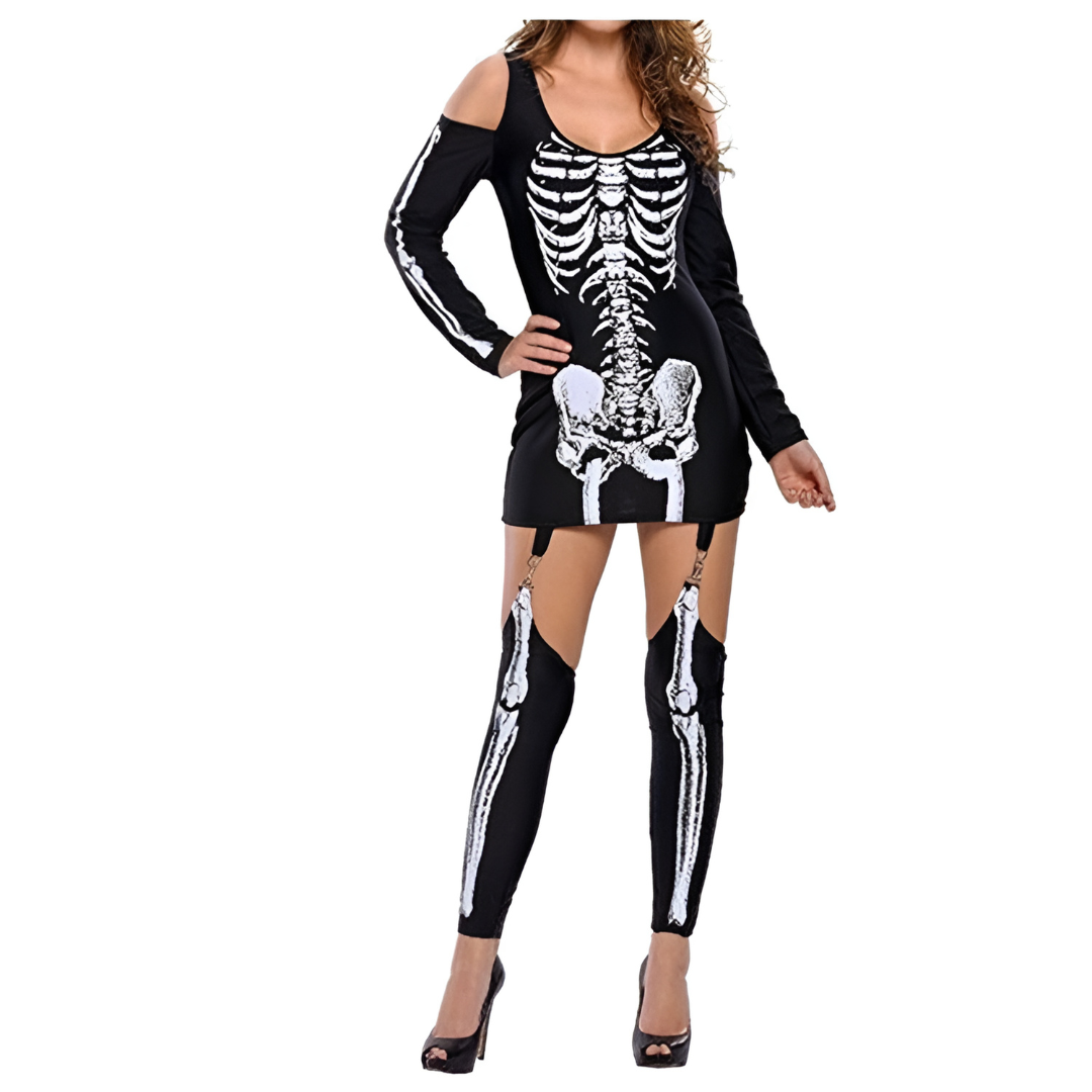Women's Halloween Costume | Skeleton Print Mini