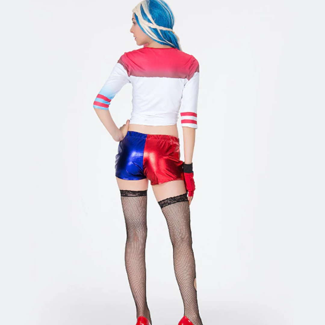 Women's Clown Halloween Villain Costume Set