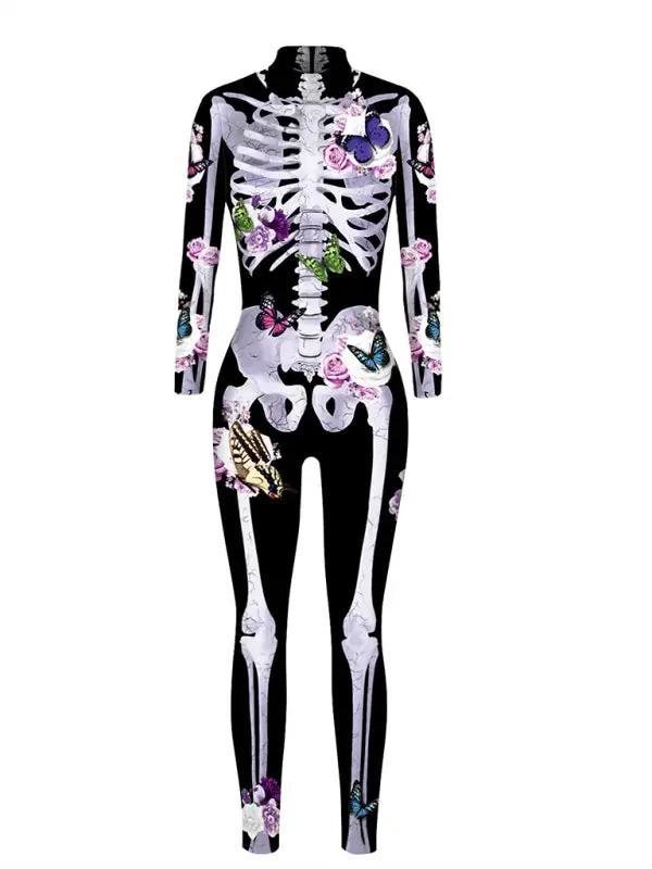 Women's Halloween Costume Jumpsuit | Long Sleeve Skeleton