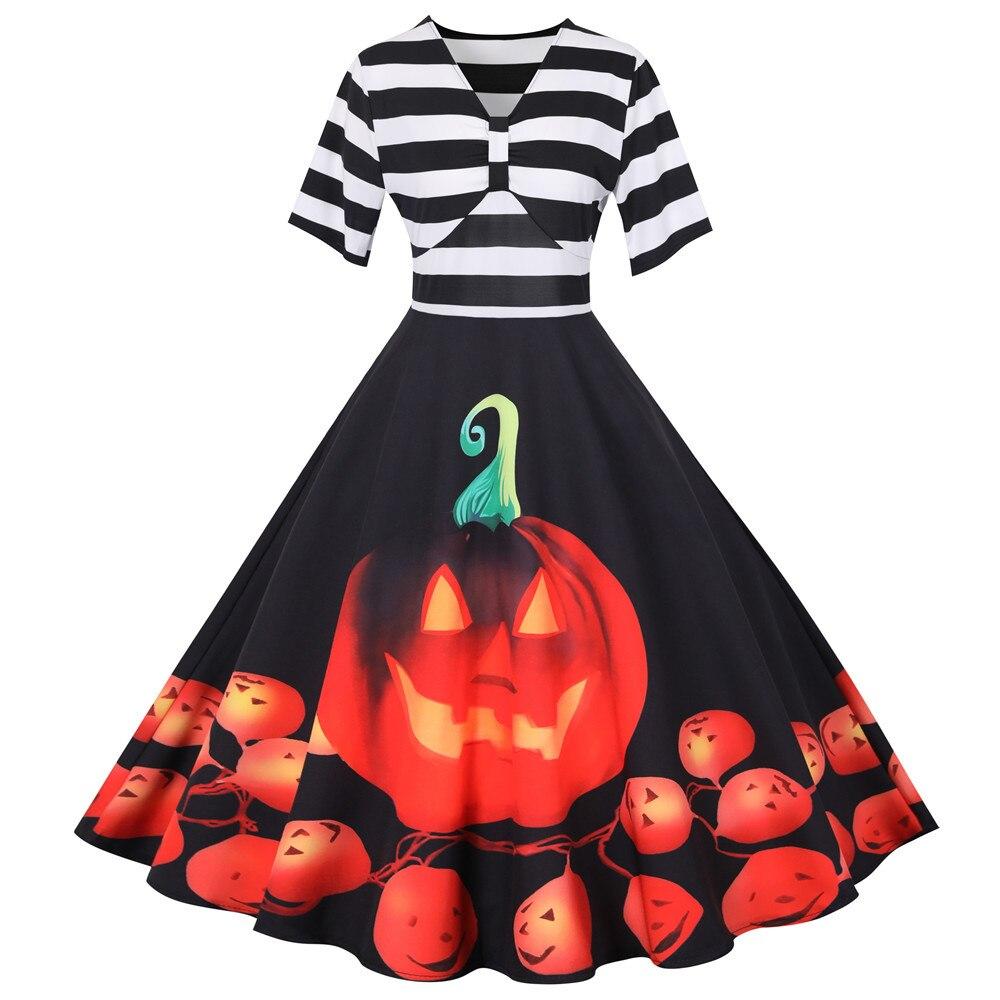 Halloween Costume Dress | Striped Midi Flare