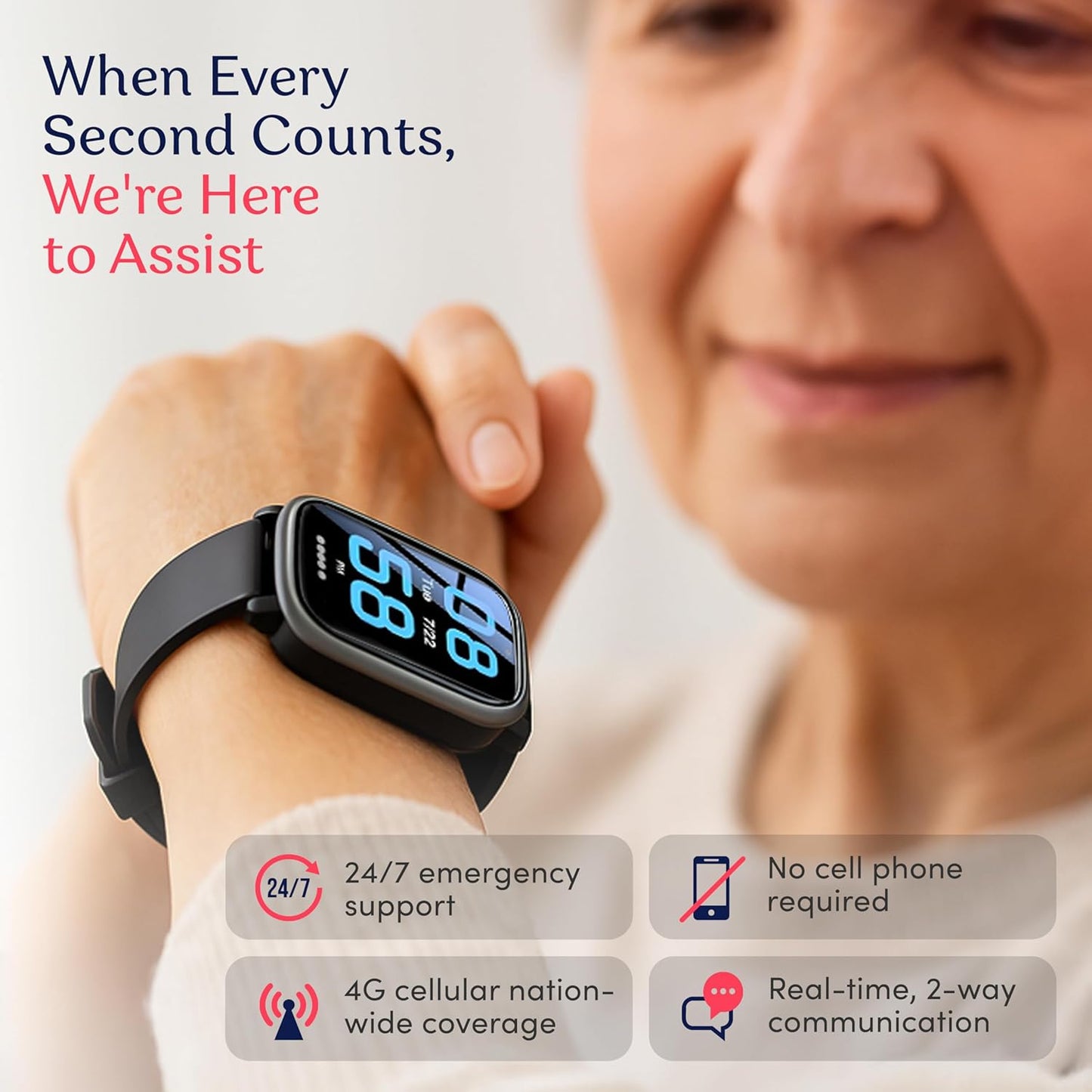 Senior GPS Smartwatch with Fall Detection
