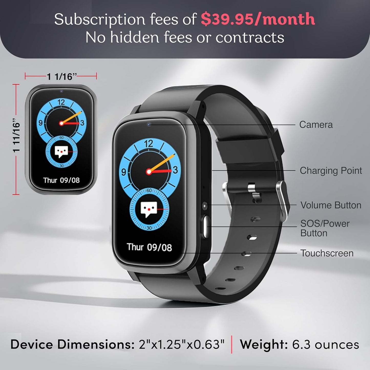 Senior GPS Smartwatch with Fall Detection