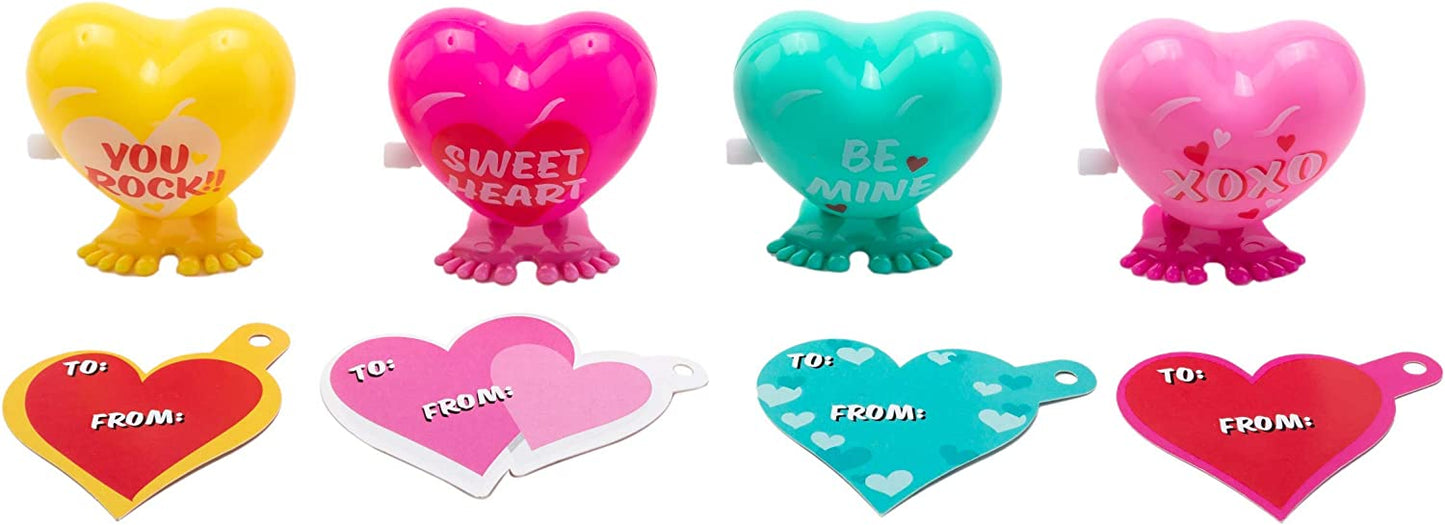 28 Pcs Wind-up Toys with Valentines Day Cards for Kids-Classroom Exchange Gifts