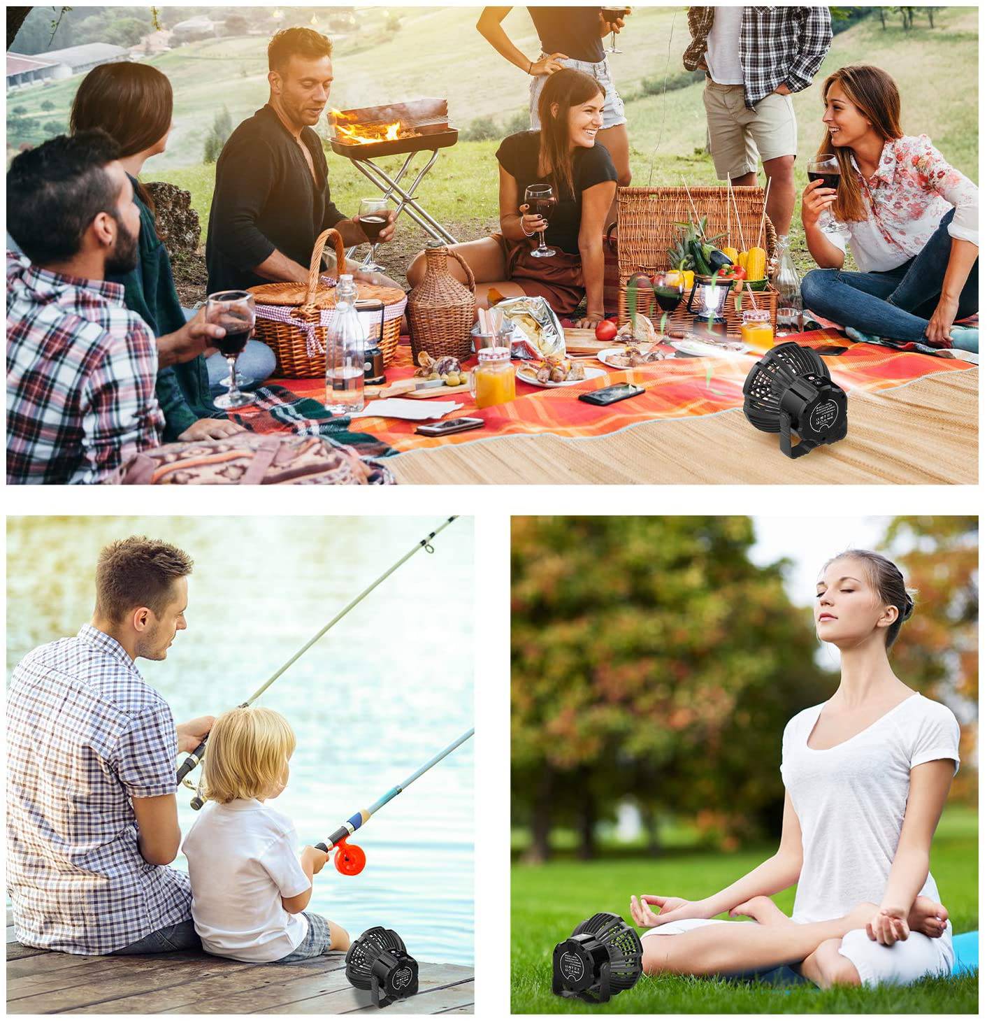 Portable Camping Lantern Fan with LED For Tent 7800mAh Rechargeable Ceiling With USB - SKINMOZ MARKET