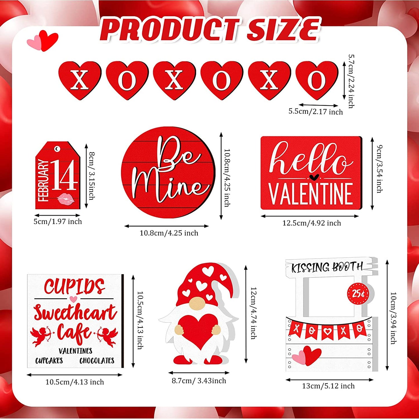 Valentine's Day Tiered Tray Decor: Table Wooden Sign Decorations 12 Pcs