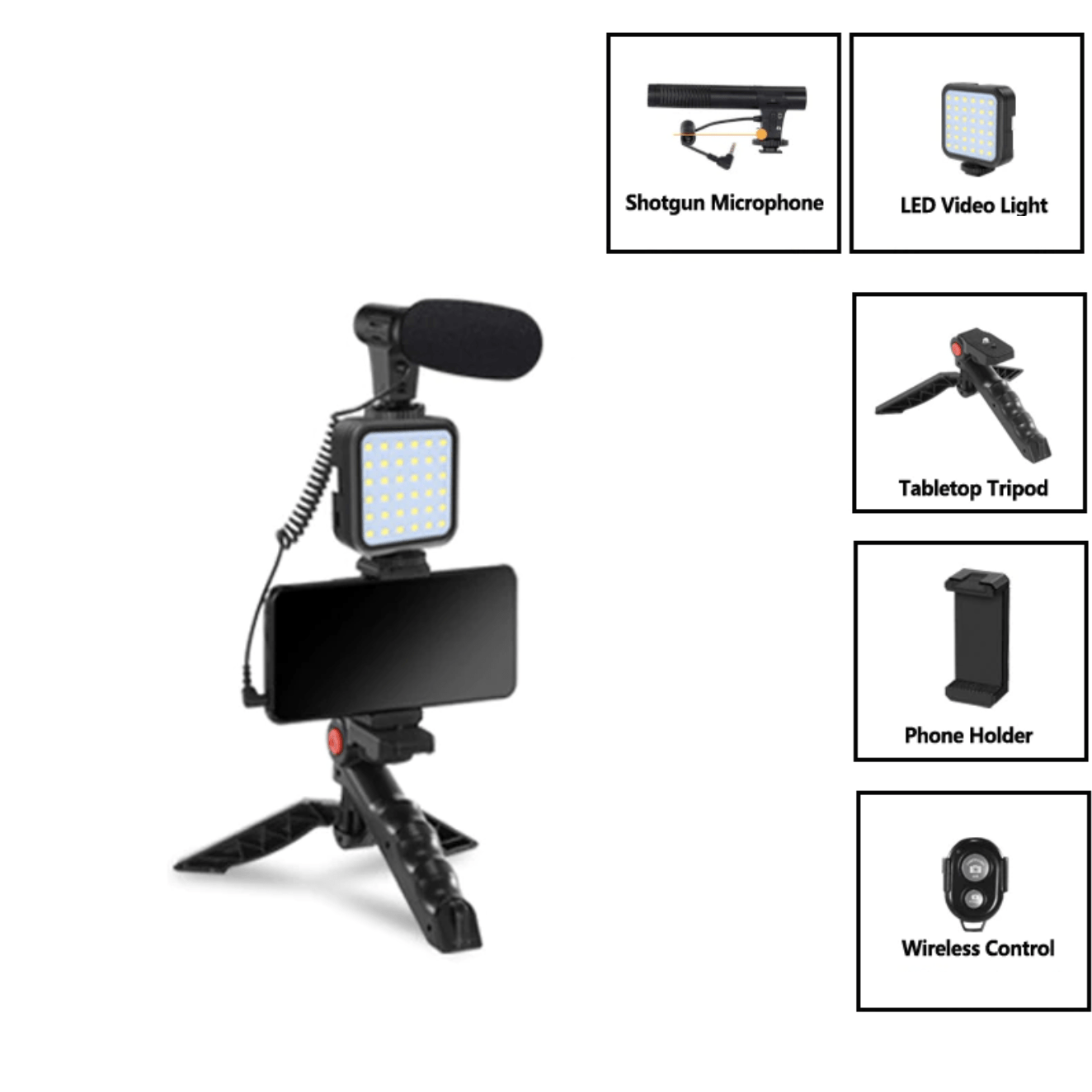 Tripod Stand with Phone Clamp Holder And Micro For Vlogging - SKINMOZ MARKET