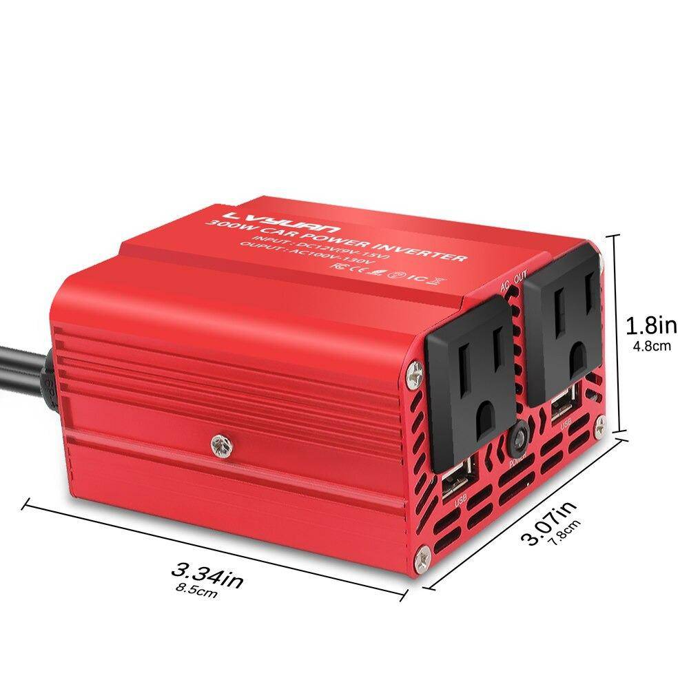 300W Car Power Inverter Adapter 12V to 110V AC with 4.2 A Dual USB - SKINMOZ MARKET