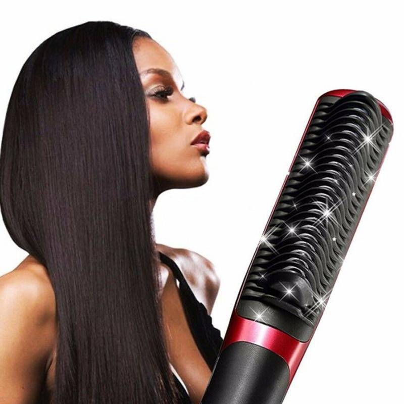 Hair Straightener Brush - Hot Comb Curling, Straightening Beard Brush For Women, Men - SKINMOZ MARKET
