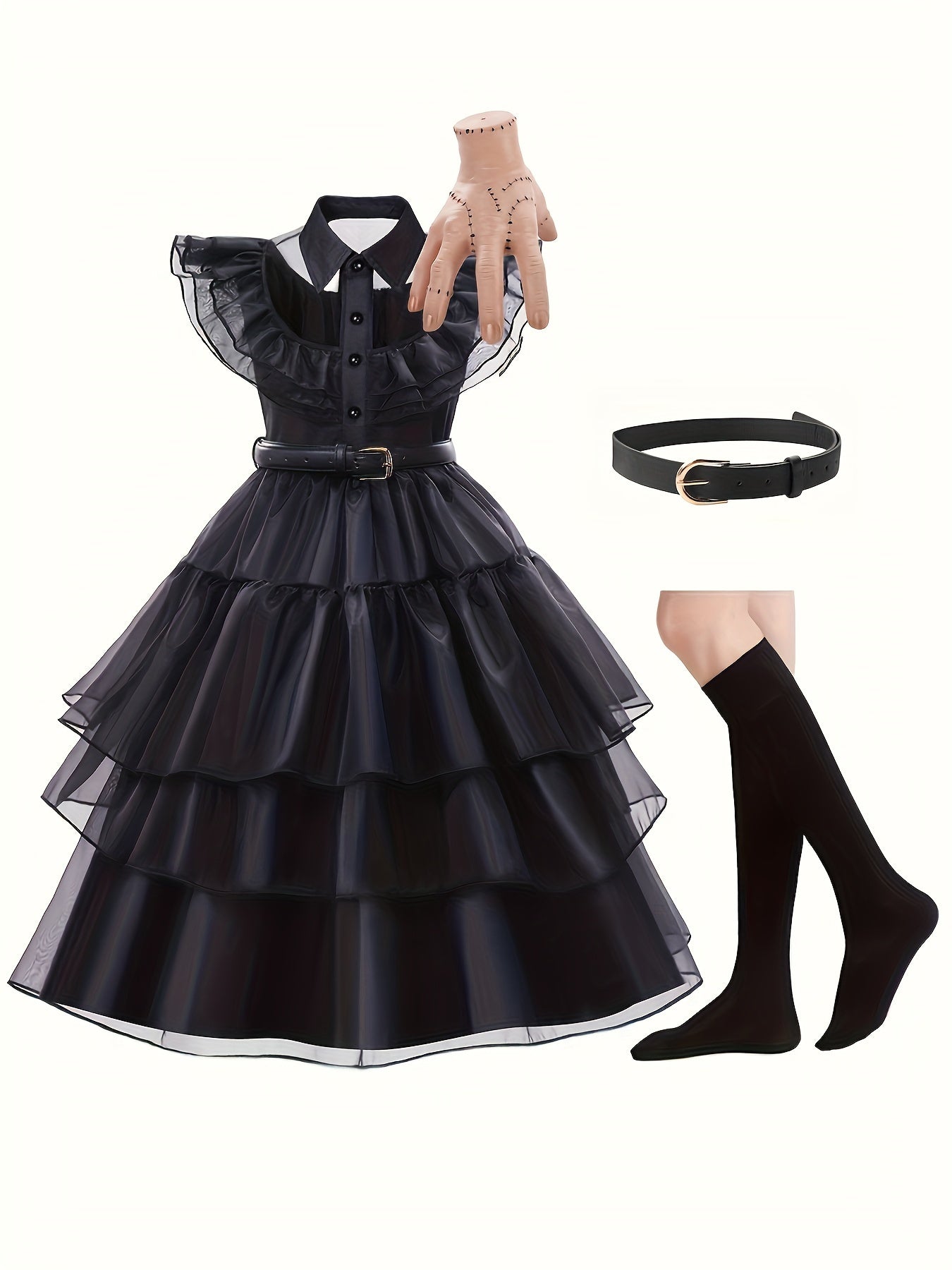 Girls’ Ruffled Gothic Halloween Costume Dress | Tiered Mini