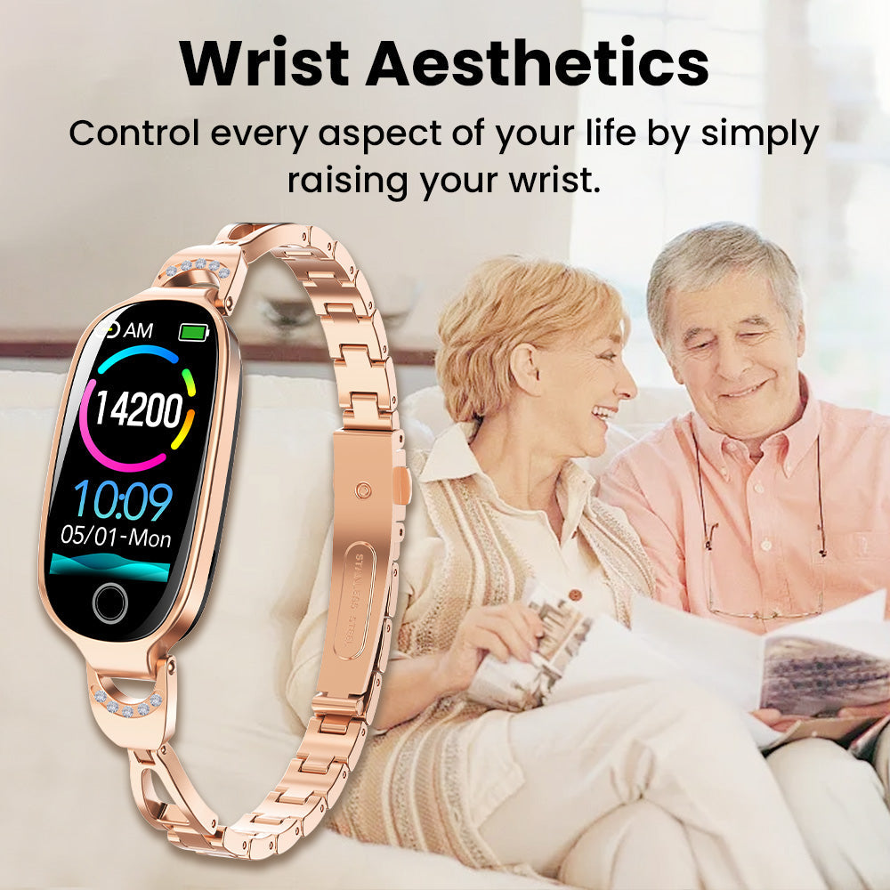 Blood Sugar Blood Pressure monitoring Luxury Diamond Design Fashion Smartwatch
