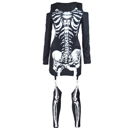 Women's Halloween Costume | Skeleton Print Mini